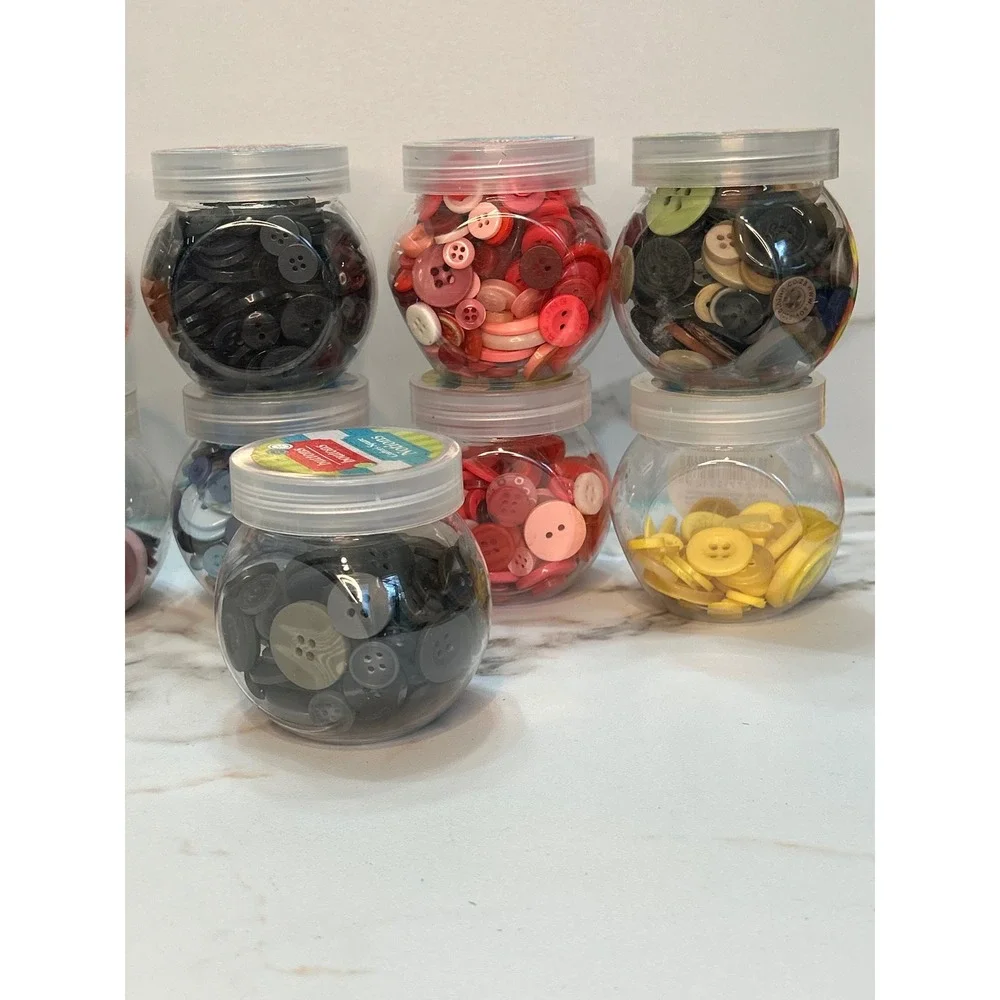 Crafter's Square Notions Buttons Bulk 11 Jars Assorted Colors Multi-Size Sewing